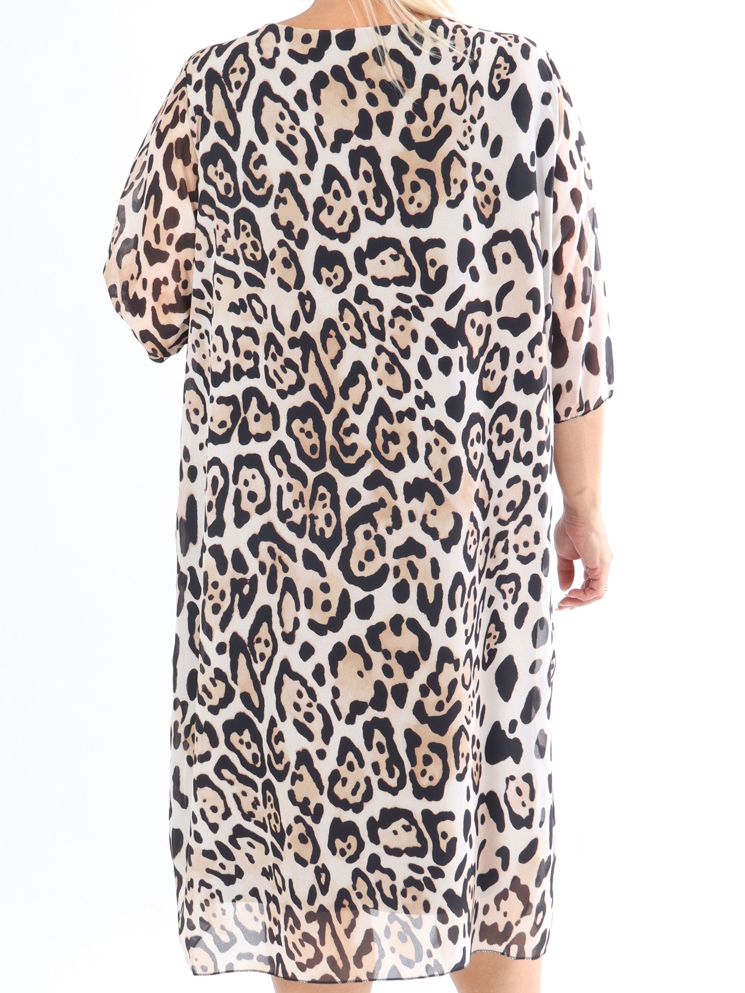 Zion Leo - Plisserad klänning med leopardmönster